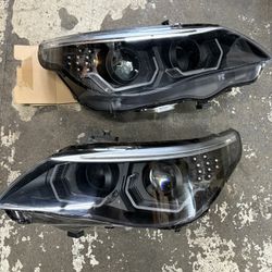 As Is 2008 - 2010 BMW 5-Series LED U-Halo Projector Headlights Black Farros Luces Micas 