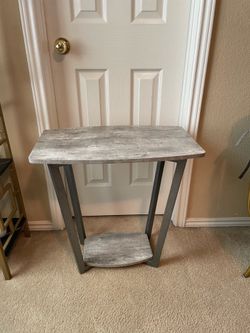 Graystone End Table with Shelf, Faux Birch/Slate Gray
