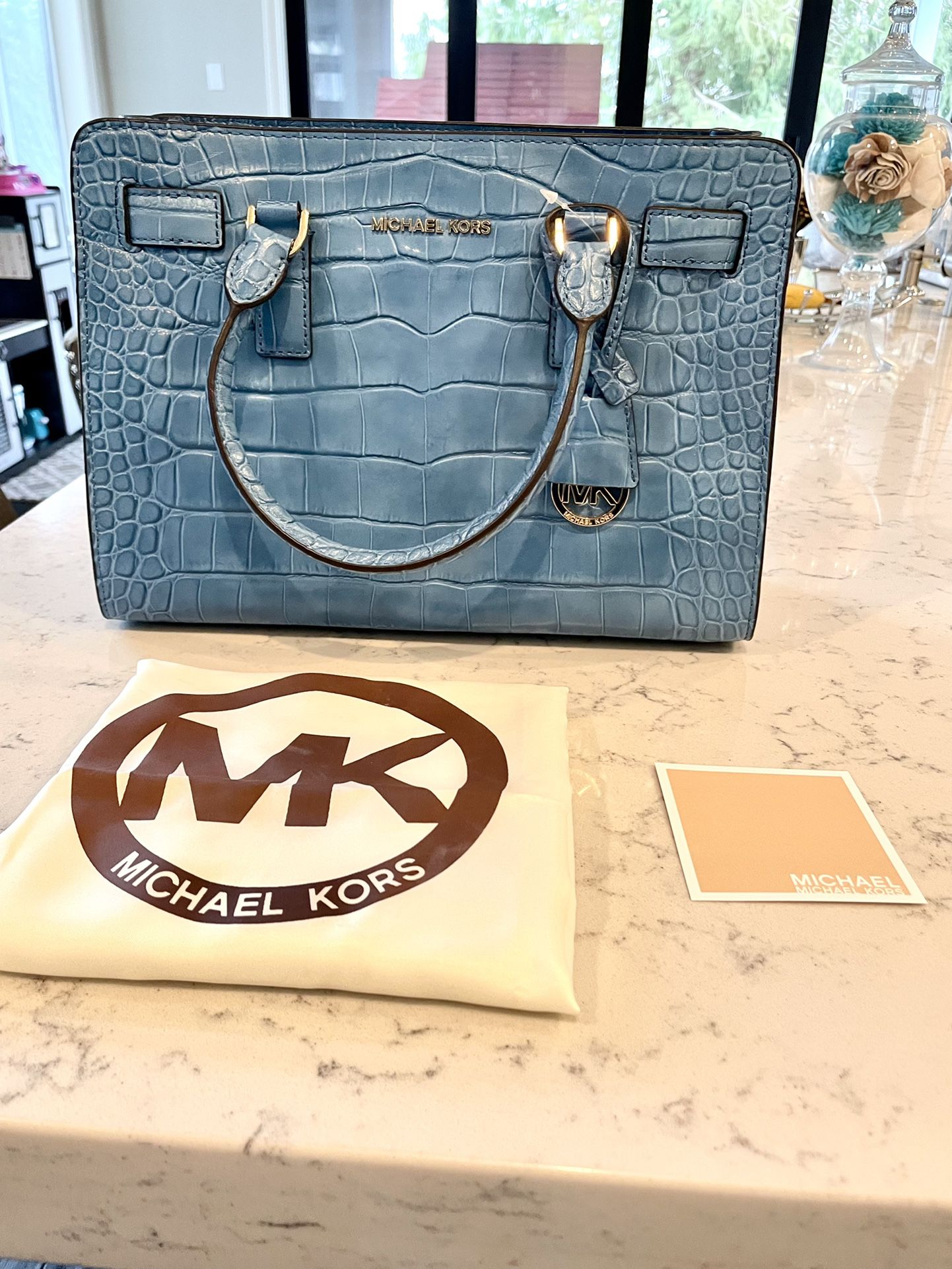 Michael Kors Dillon Ew Satchel Embossed Leather in Sky Blue for Sale in  Portland, OR - OfferUp
