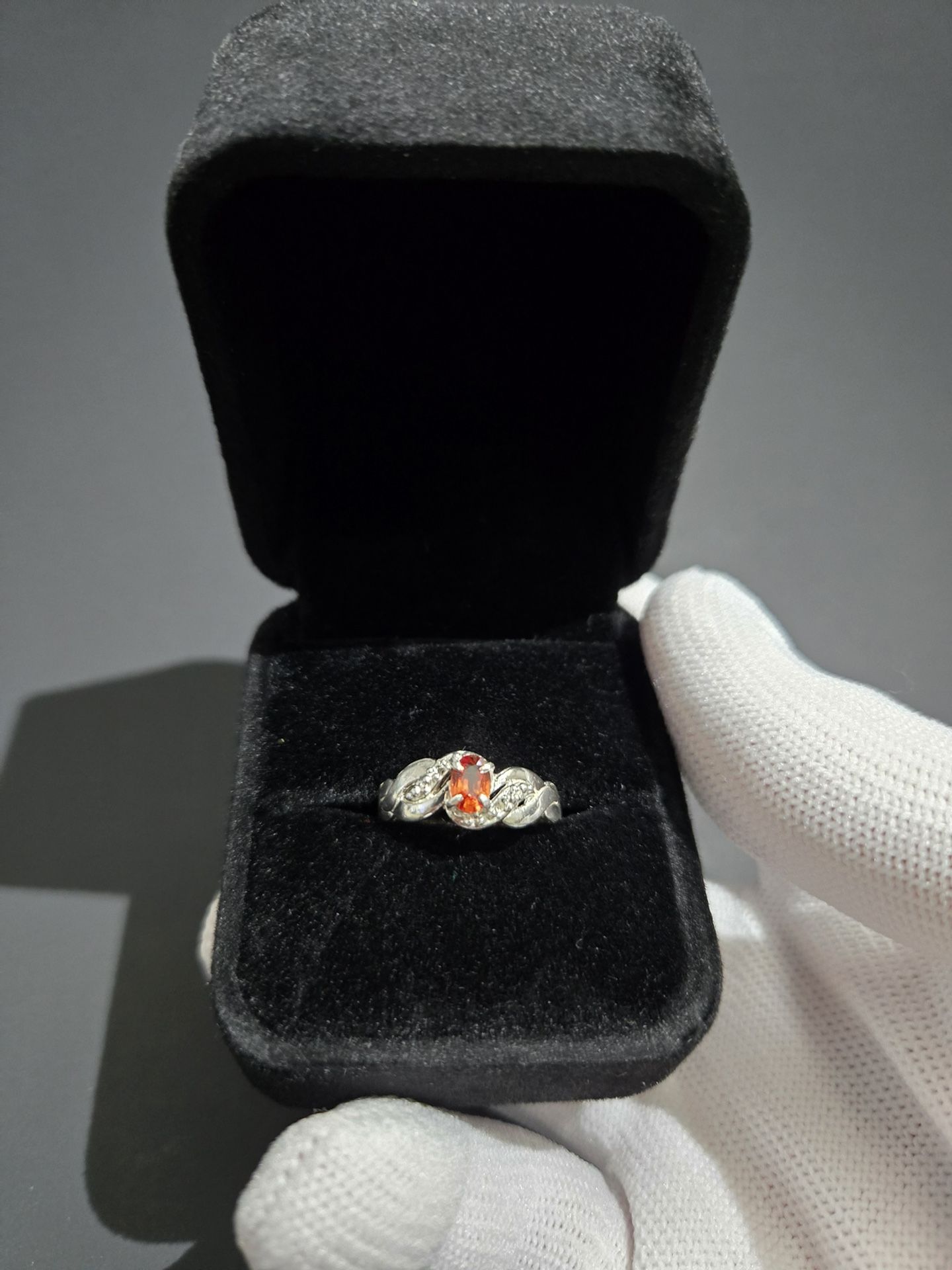 Natural Reddish-Orange Sapphire Ring (0.43ct) – Sterling Silver – Certified