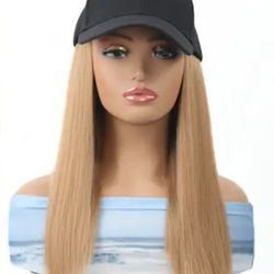 Cute & Trendy Straight Honey Blonde Wig With Attached Baseball Cap