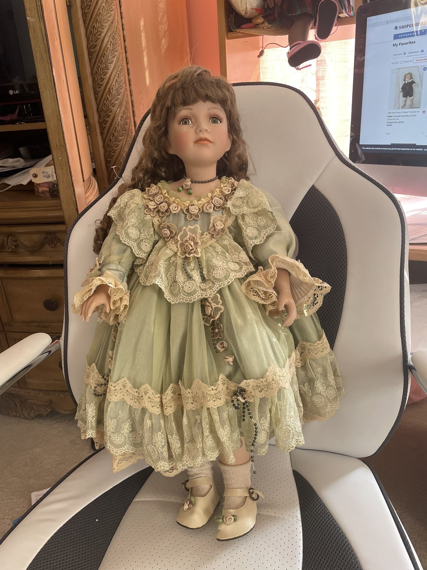 Porcelain Doll 21” Tall