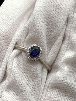White gold ladies blue stone ring #31381