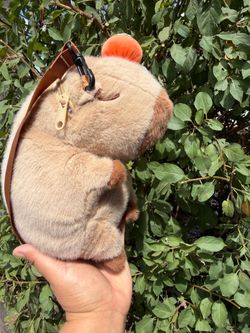 Cute Capybara Plush Purse with orange Tap  Size 12 inch  Brand New