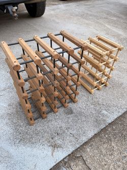 Wine Racks Oak Wood & Metal Free Standing