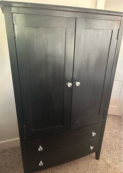 Armoire, Black w/ 2 drawers $250