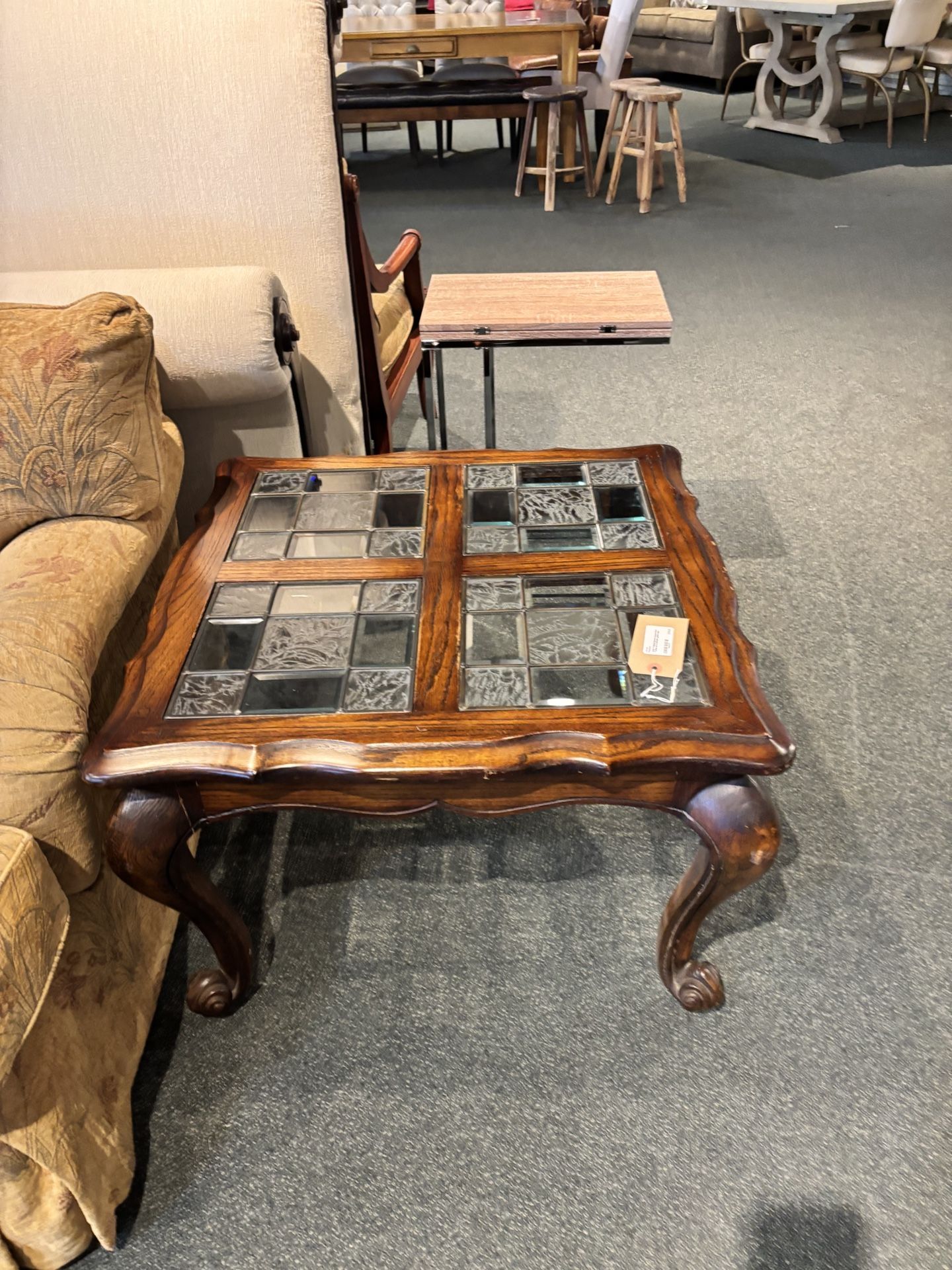 End Table - Brown W/ Square Glass - SKU: NE6AZN