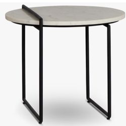 New White Marble End Table, Size : 22D x 19 H. Was $200 
