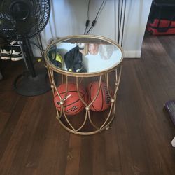 Round Mirrored End Table 