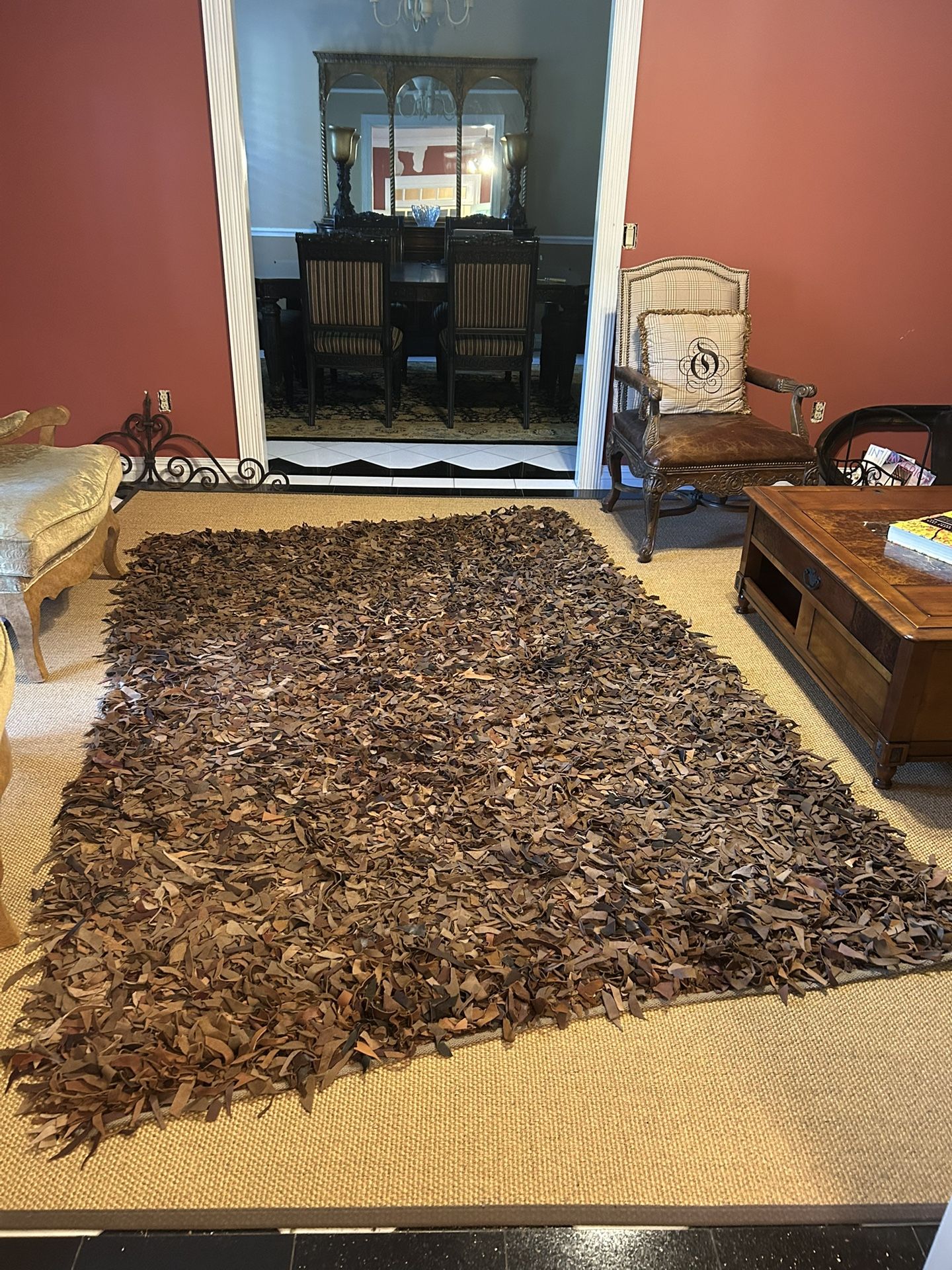 Interior Designer 6’ x 9’ Leather Shag Rug (Longwood - Markham Woods Corridor)
