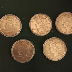 5 Replica Peace Dollar Medals