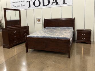 Dark Cherry Queen Bedroom Set – Delivery & Finance