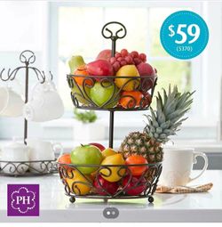 Princess House fruit basket, 3 fruit stands