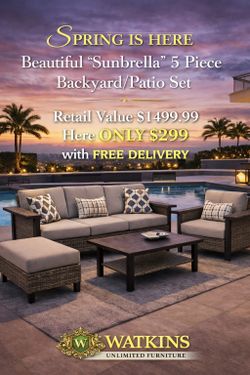 🌴☀️ SPRING READY 5-PIECE BACKYARD/PATIO SET 😍 🪑 MODERN RATTAN • COMFORTABLE • STYLISH 🚚 FREE LOCAL DELIVERY INCLUDED