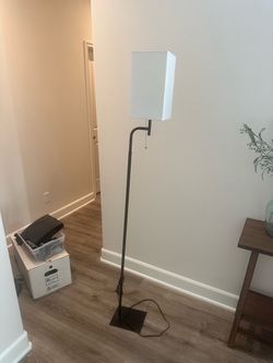 Floor Lamp with White Rectangle Shade
