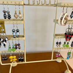 Large Selection Of Brand New Earrings And Display 