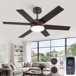 (B) Fanbulous 42'' Ceiling Fan with Lights and Remote, Reversible 6 Blades & Dimmable 3-Color Modern Fan for Patios, DC Motor Large Ceiling Fan for In