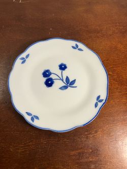 Vintage Folkcraft White & Blue Flower Plate
