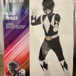 Black Power Rangers Costume - Size L (12-14)