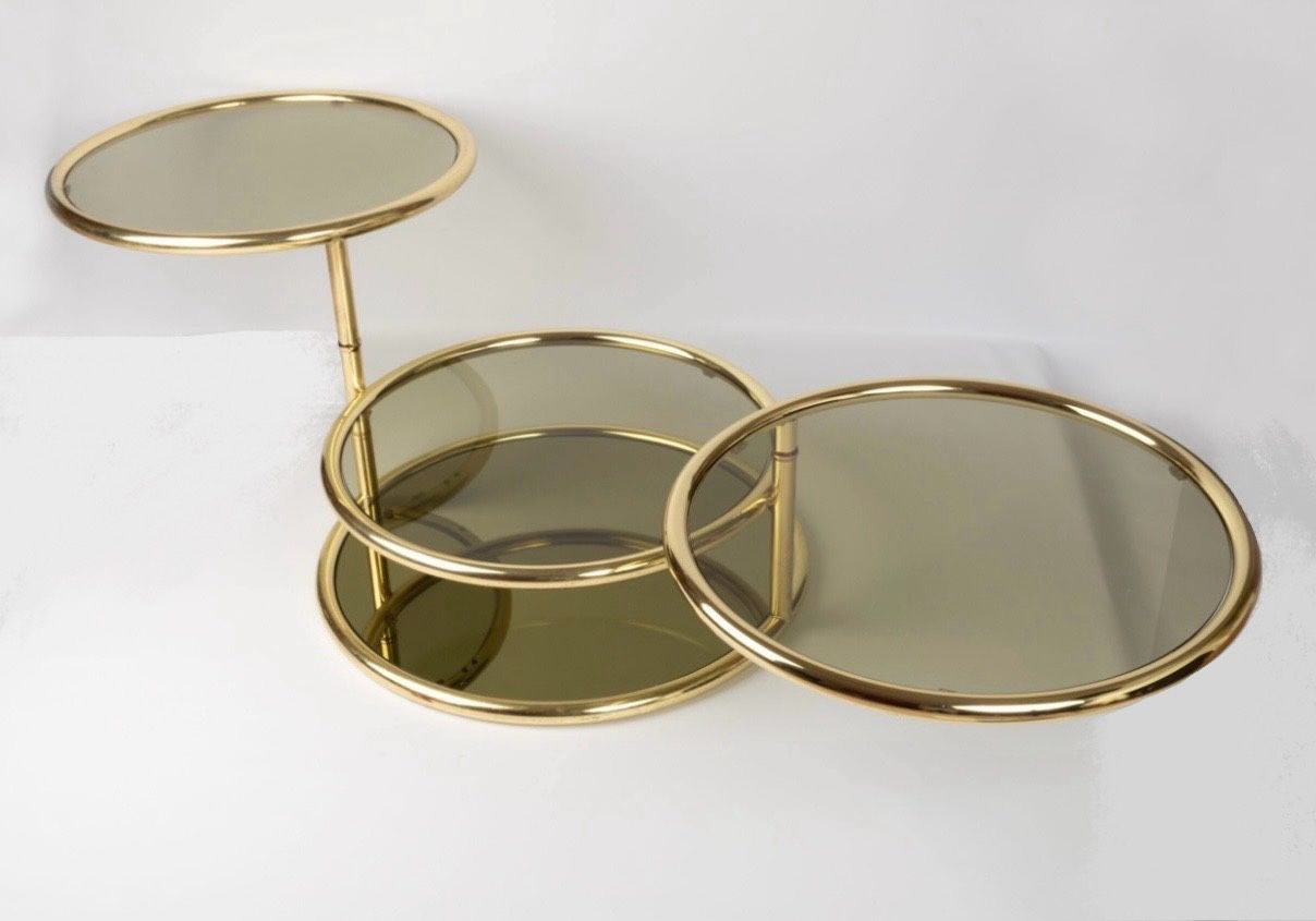 Vintage Table Glass Brass Swivel