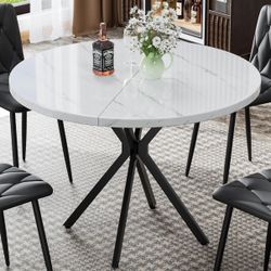Round Dining Table, 39 Inch Modern Round Table - White with Black X Base for 4-5 People - Perfect for Small Spaces, Apartments & Dining Rooms $50
