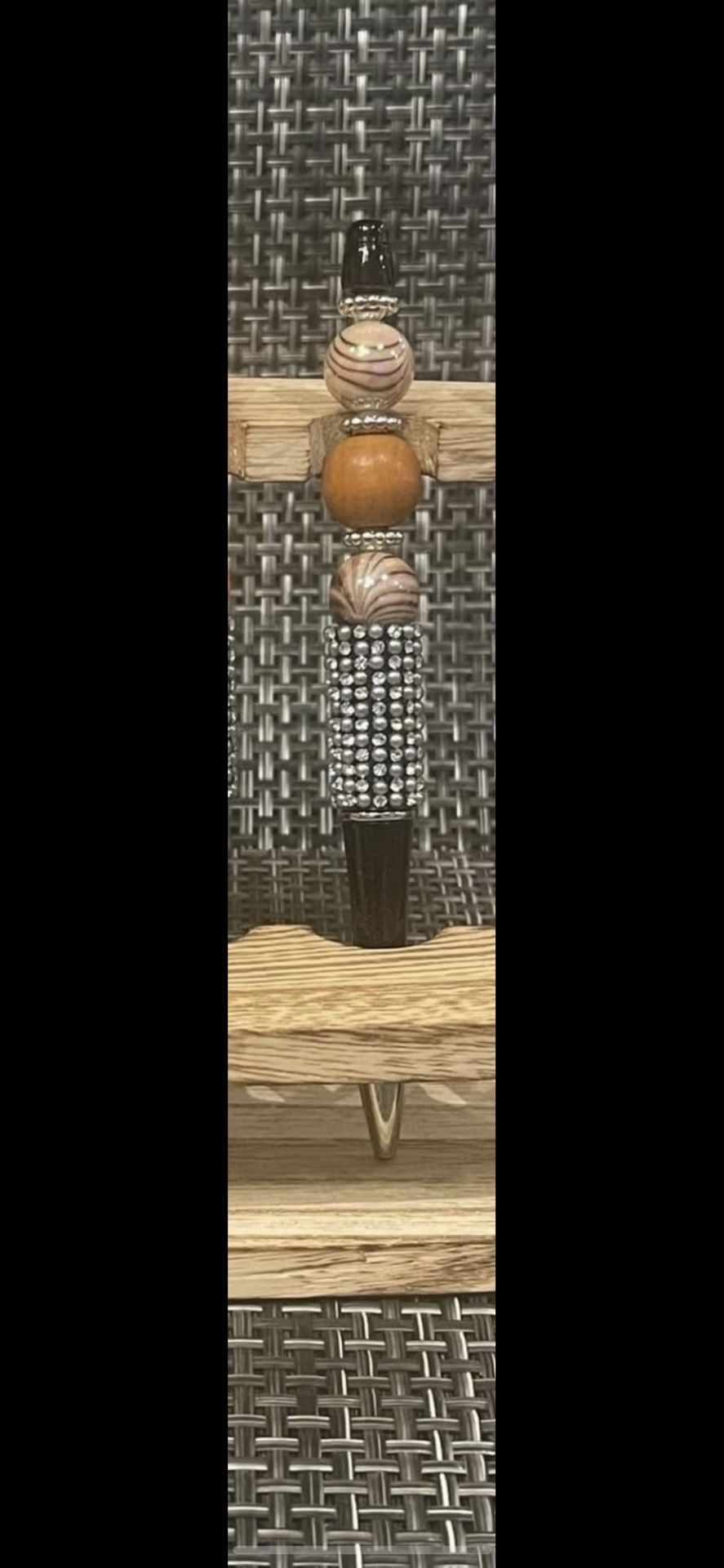 Wooden Brown Diamond Beaded Pen