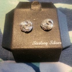 Macy's Sterling Silver Knot Stud Earrings 925 Butterfly Closure Silver