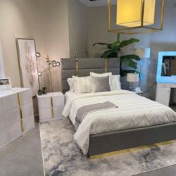 White Glossy Bedroom Set Modern 