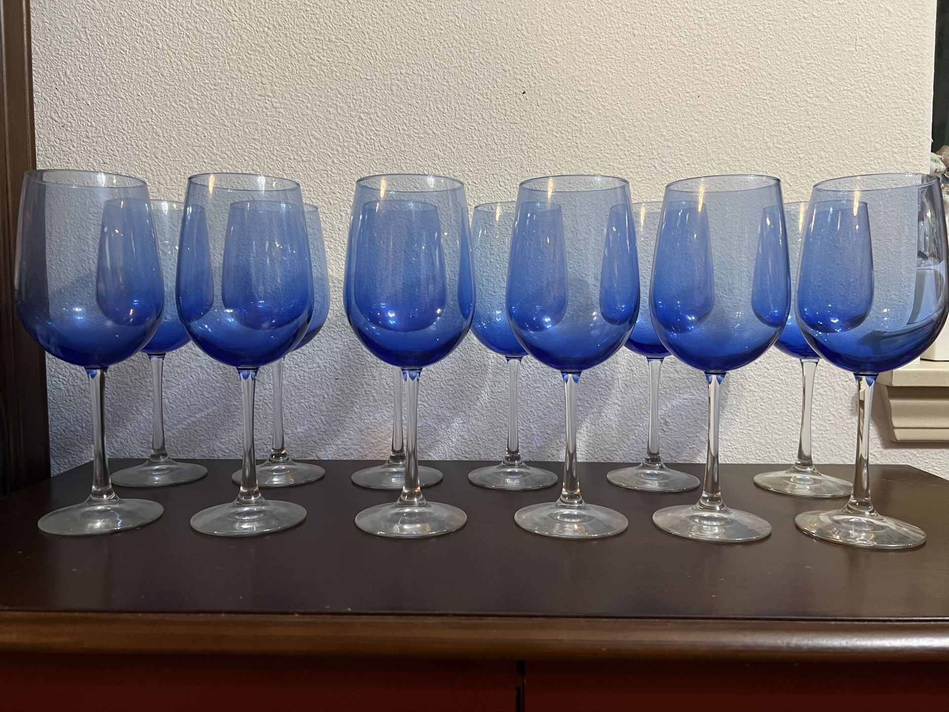 12 Blue Wine Glasses
