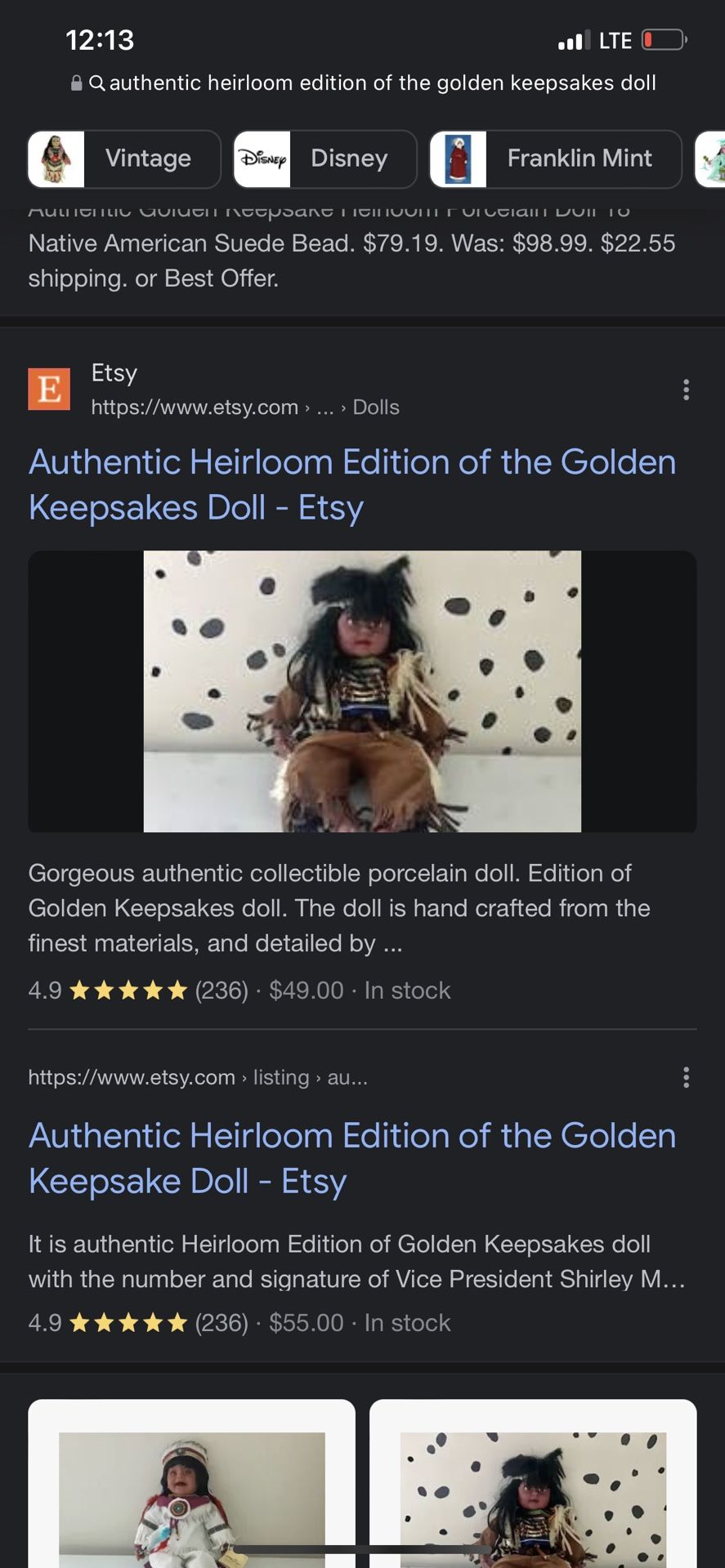 Authentic Heirloom Edition Of The Golden Keepsakes Doll