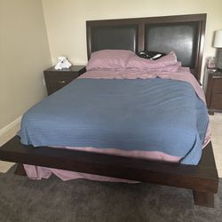 Bed Frame & Mattress With End Tables
