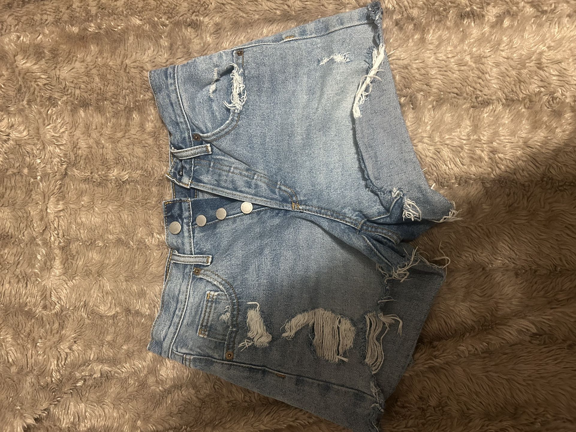 light blue jean shorts