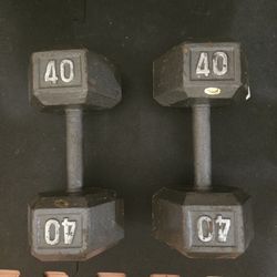 40lb Metal Hex Dumbbells 