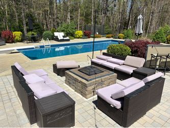 Outdoor 9 piece modular sectional