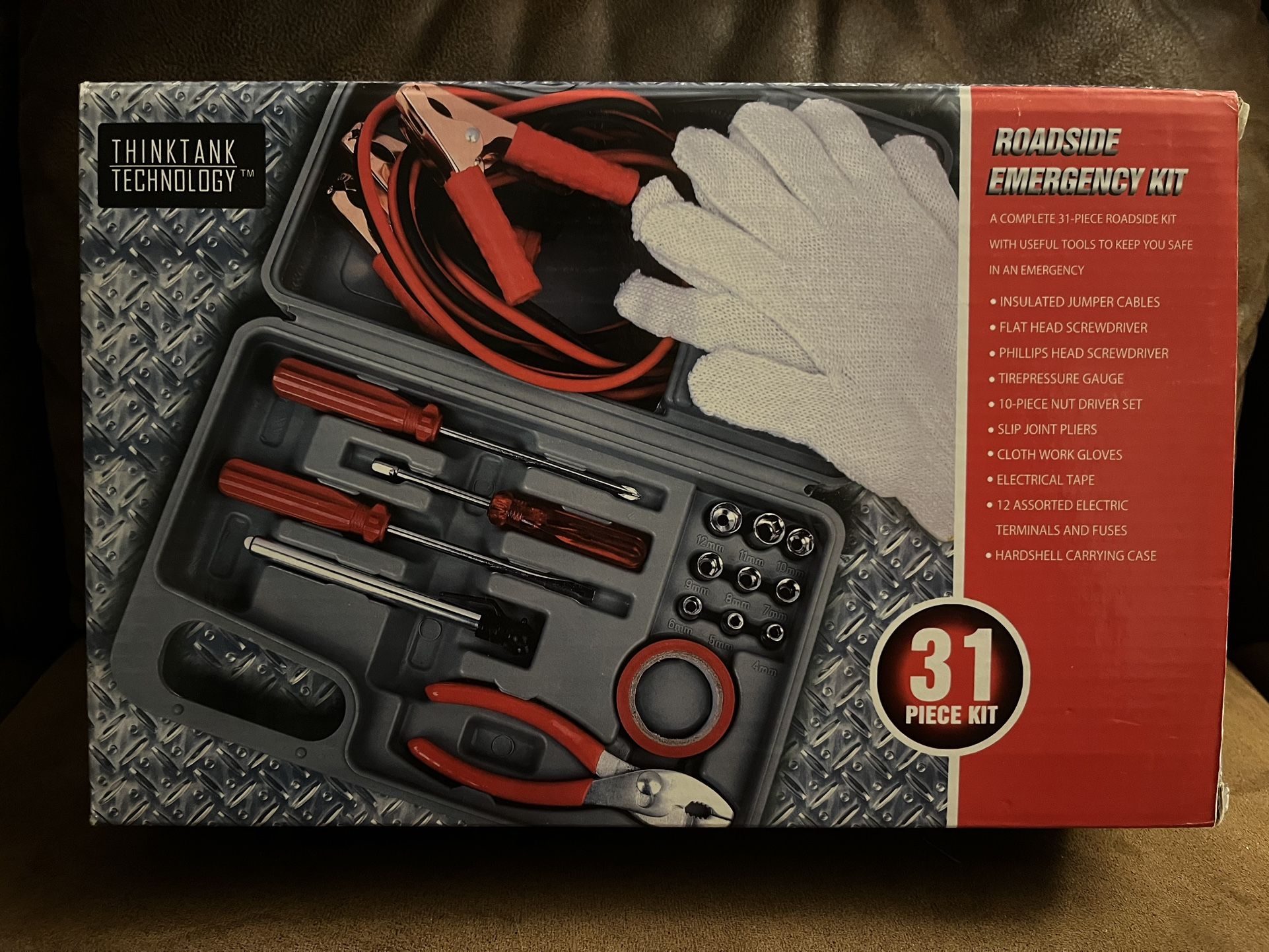 Roadside Emergency Kit-31 Pieces. New In Box.