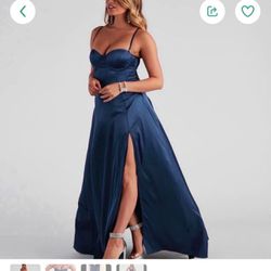 Medium Navy Blue Long Dress/Vestido Azul Marino Mediano