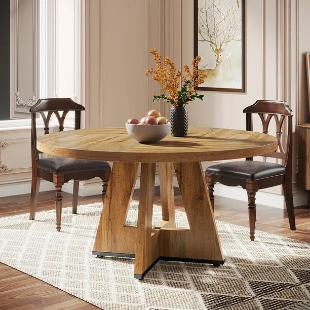 Tribesigns Farmhouse Dining Table for 4 People, 47" Round Wood Dining Table (Chairs Not Included)