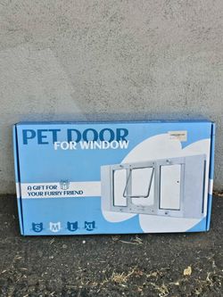 petoasis medium-size pet door for small cats and dogs, adapts to windows