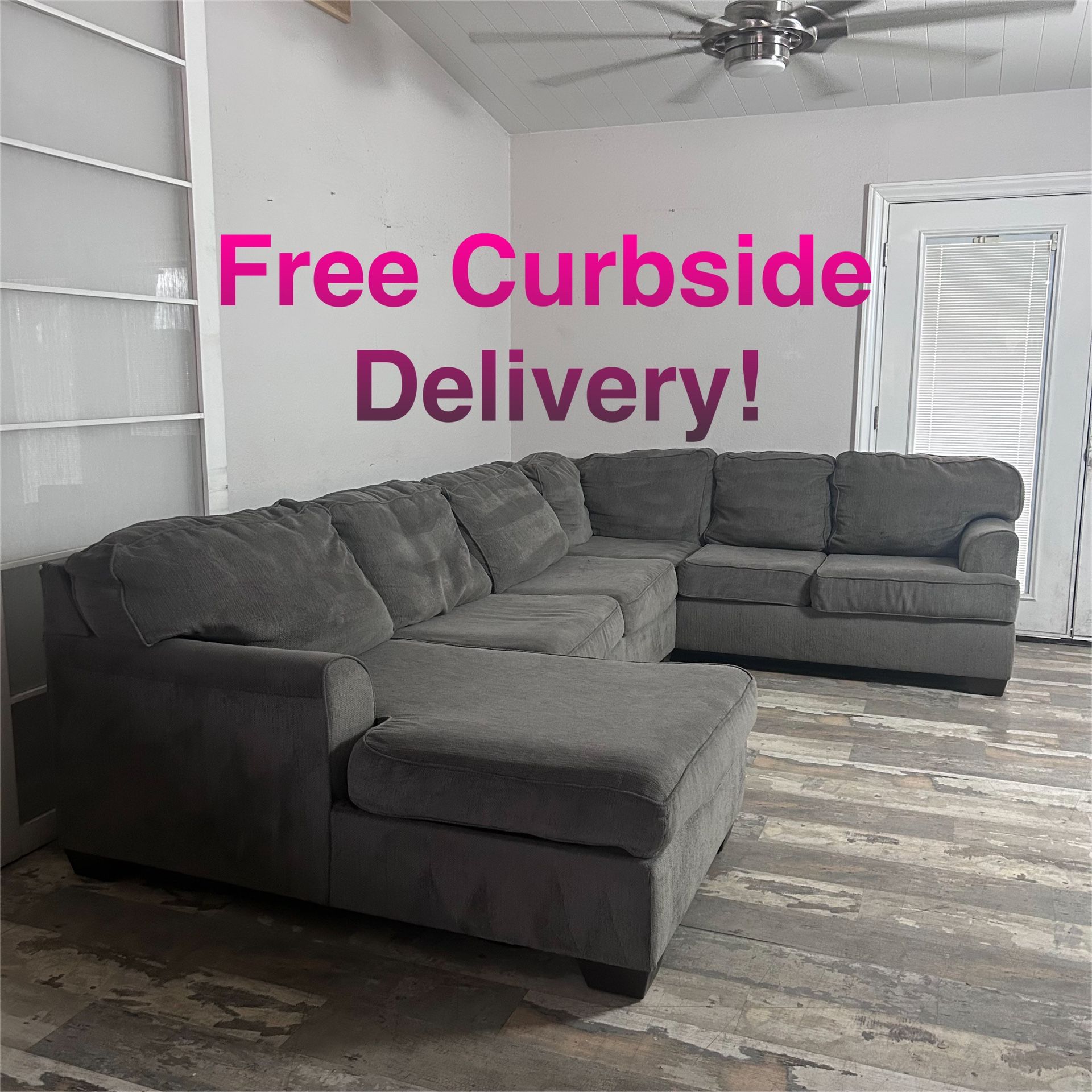 Free Curbside Delivery! Large Grey Sectional Couch