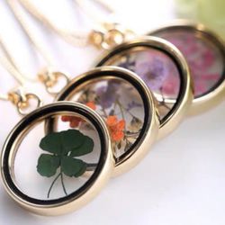 Natural dried flowers Pendant Necklace handmade
