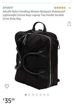 Ativafit Nylon Handbag Women Backpack Waterproof Lightweight School Bags Laptop Top Handle Durable Cross-Body Bag