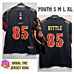 Stitched Youth San Francisco 49ers George Kittle Black 2025 Rivalries Game Jersey