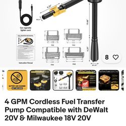 New Cordless Fuel Transfer Pump Compatible with DeWalt 20V & Milwaukee 18V