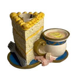 FIGI Graphics figurine Lemon cake slice PENCIL HOLDER teacup stamp dispenser 90s