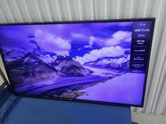 55-inch LG TV #55UJ6300  : 4K Ultra HD Smart LED TV (2017 Model) pre-owned As is & it's in good condition and a Universal remote is include