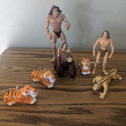 Disney Mc Donalds Collectible Toys 3 Shere Khan Windup Toy 1999 McDonalds Disney Tarzan Kala & Tarzan Wind-Up, Sabor the Leopard - bendable Tarzan   