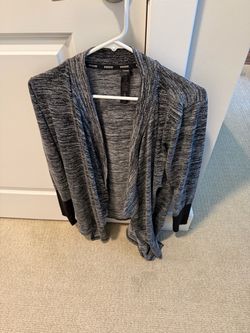 RBX Active Marled Black Cascade Open Front Cardigan Sweater Women's Size L