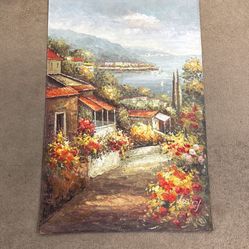 Mediterranean Floral Pathway - Oil Painting 24x36