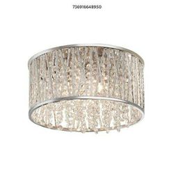 3-Light Polished Chrome and Crystal Drum Shape Flush Mount