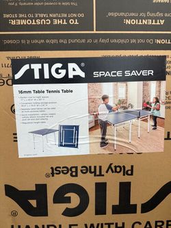Stiga T8460W Space Saver Compact Ping Pong Table  $279 plus tax online  Stiga T1365 Performance Four-Player Ping Pong Paddle and Ball Set  $52.49 plus